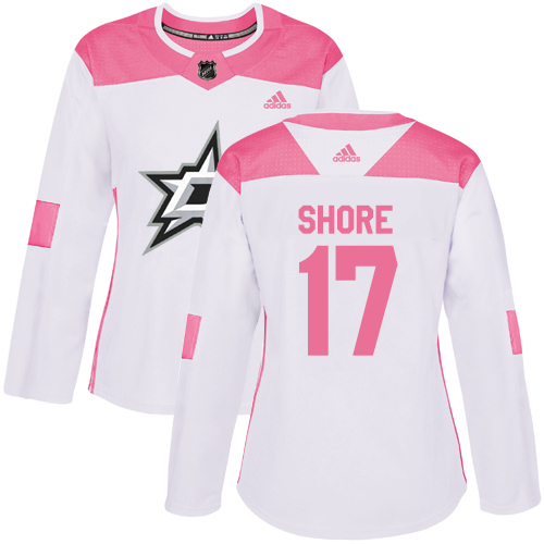 Adidas Stars #17 Devin Shore White/Pink Authentic Fashion Women's Stitched NHL Jersey